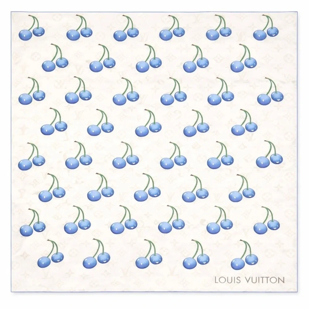 LOUIS VUlTTON silk scarf cherry monogram print scarf 40x40 LV2